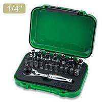 TOPTUL GABW3001 1/4 inch DR. Mini Ratchet Socket & Bit Set (30pcs)