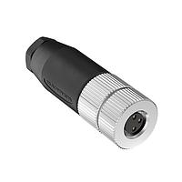Banner Engineering BFW-M8F3-4X M8 Field Wireable Connectors Field Wireable: M8; 3-pin Straight Female; 24 AWG 3.5-5 mm Cable Range; Screw Terminal; PA+GF Black Body; Nickel-Plated Brass Coupling Nut