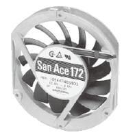 Sanyo Denki 109E4748L402 Axial DC Axial Fan, 172x147x25mm Round/Sidecut, 48VDC, Ribless