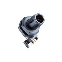 Amphenol LTW MSDP-04PMMR-SF8003 Circular Metric Connectors M12 Circular Metric Connector, D Code, Plastic, 4A, 04 pins, Male Connector, Male Contact, Hexagonal, M12*1.0, Screw Thread, PCB 90 , Receptacle, Front Fastened, IP68 / IP69K