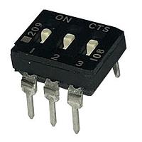CTS Electronic Components 209-3LPSF DIP Switches THROUGH HOLE, GOLD DIP SWITCH, 3-POLE, LOW PROFILE ACTUATOR, BOTTOM SEAL, OFF, TUBE PACK