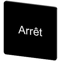 SIEMENS 3SU19000AE160GB0 Labeling Plate, Arret INSCR. LABEL, BLACK 27 X 27MM, ARRET