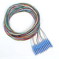 Megladon Manufacturing 12DX111-003M Fiber Optic Cable Assemblies Singlemode 12F LCUPC Fiber Optic Pigtail Set, 900um, 12 Colors, 3 Meters