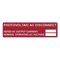 HellermannTyton 596-00882 Solar Label Solar Label, PHOTOVOLTAIC AC DISCONNECT, 3.75" x 1.0", PET, Red, 10/pkg