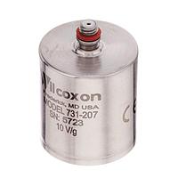 Amphenol Wilcoxon 731-207 Acceleration Sensor Modules Top exit, compact, seismic, high sensitivity/low frequency, microdot connector, case grounded, 10 V/g, +/-10% sensitivity tolerance, M4 mounting thread