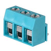 Same Sky (formerly CUI Devices) TB003V-500-P03BE Fixed Terminal Blocks Terminal block, screw type, 5.00 , vertical, 3 poles, CUI Blue, Philip's head screw, PCB mount