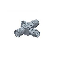 Amphenol LTW SB-050505-MFM-TS001 Circular Metric Connectors Circular Metric Connector, T Adaptor, Metal, B Coding, 4A, 05 pins, (End 1) Male Male, (End 2) Female Female, (End 3) Male Male, Screw Thread, IP68 Mated