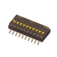 CTS Electronic Components 218-10LPSTF DIP Switches SURFACE MOUNT, GOLD,  HALF-PITCH DIP SWITCH, 10-POLE, LOW PROFILE ACTUATOR, BOTTOM SEAL, TAPE SEAL, OFF, TUBE PACK