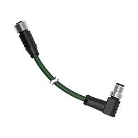 Banner Engineering IVURDM-QD-803RA Sensor Cables / Actuator Cables Cordset: Double Ended M12; 8-pin Straight Female; 8-pin Right-Angle Male Shielded; 0.91 m 8x24 Dark Green TPE Jacket; Nickel-Plated Brass Coupling Nuts