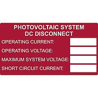 HellermannTyton 596-00654 Solar Label Solar Label, Printable, DC Rating, 3.75" x 2.0", PET, Red, 50/roll
