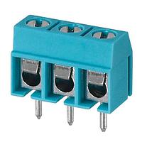 Same Sky (formerly CUI Devices) TB002-500-03BE Fixed Terminal Blocks Terminal block, screw type, 5.00 , horizontal, 3 poles, CUI Blue, slotted screw, PCB mount