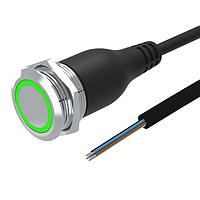 EAO 82-6655.2134 Anti-Vandal Illuminated pushbutton.maintained.22mm.stainless steel SUS 316L.flush/flat.ring illumination Tritan.green 24VDC.Ag.Cable 200mm without Connector