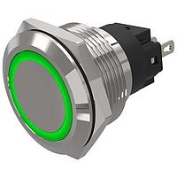 EAO 82-6151.0133 Anti-Vandal 19 mm, Illuminated pushbutton, Aluminium, flush/flush, Solderingterminal, Momentary, Silver Contacts, Ring, Red, 24 V DC