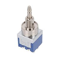 Nidec Components 8P2021-Z Sealed DPDT, ON-(ON), pushbutton, 1/4"-40 splashproof threaded D Flat bushing, solder lug terminals, 6A @ 125V AC