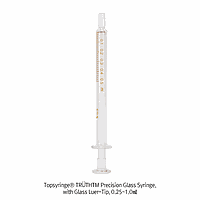 Topsyringe TS.0404.0201 Glass Syringe, Precision, w/Metal Luer Lock Tip, 1ml, Divi. 0.01ml