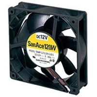 Sanyo Denki 9WP1212H1011 Axial DC Axial Fan, 120x120x38mm, 12VDC, 99CFM, Splash Proof, Ribless, Tach, IP68