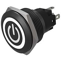 EAO 82-6951.1154.B002 Anti-Vandal Illuminated Pushbutton, Momentary, 22mm, Alu Black, Flush, Ring,White, 24V, Solder Terminals, Standby
