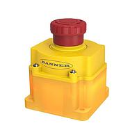 Banner Engineering SSA-EB1PLYR-0DED1Q8 Latching Turn Release Emergency Stop with ISD: Flush Mount 40 mm Push Button; Illuminated Color: Yellow/Red Flashing; 2 N.C. OSSD Safety Contacts, IP65; 8-pin M12 QD