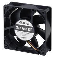 Sanyo Denki 9GV1212G4D01 Axial DC Axial Fan, 120x120x25mm, 12VDC, Guide Vane, Locked Rotor Sensor