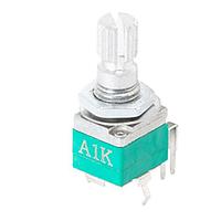 Same Sky (formerly CUI Devices) PTN092-V100115K1A Potentiometers 9.5mm, vertical, 2 gang, 100K ohm, 15mm knurled shaft, log