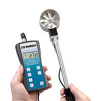 OMEGA HHF143B Precision Handheld Rotating Metal Vane Thermo-Anemometer Kit (Handheld, 7800 m/h, 100 °C, Thermocouple Type K or Thermistor)