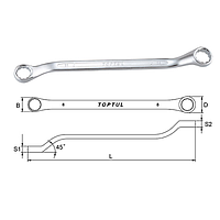 TOPTUL AAEH3842 Double Ring Wrench 45° Offset (38x42mm)