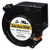 Sanyo Denki 9W1BM24H2D001 Blowers Blower, 97x33mm, 24VDC, 38.5CFM, Splash Proof, Ribless, Ball, Lock Sensor, IP68