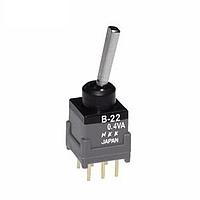 NKK Switches B22EP Process Sealed Subminiature Antistatic Toggles DPDT ON-ON .394 FLAT STRT PC .4VA