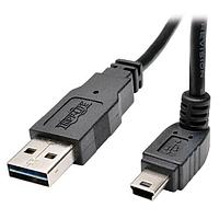 Tripp Lite UR030-003-DNB USB Cables / IEEE 1394 Cables Universal Reversible USB 2.0 Converter Adapter Cable (Reversible A to Down-angle 5Pin Mini B M/M), 3 ft. (0.91 m)