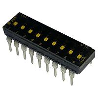 CTS Electronic Components 209-9LPSTF DIP Switches THROUGH HOLE, GOLD DIP SWITCH, 9-POLE, LOW PROFILE ACTUATOR, BOTTOM SEAL, TAPE SEAL, OFF, TUBE PACK