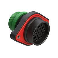 Amphenol SINE Systems AHDP02-24-19SN-STA Connectors 19 Position Panel Mount Receptacle, Socket, Shell Size 24, Normal Diameter Seal (Green), Small Thread Adapter