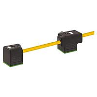 Murrelektronik 7000-58081-0370300 Sensor Cables / Actuator Cables MSUD double valve plug form A 18mm with cable, PUR 4x0.75 ye UL/CSA+drag chain 3m