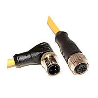 Mueller C4BC10M001.5 Sensor Cables / Actuator Cables UL Listed, M12 Cordset, 4-Position Male Right Angle to Female Straight, 22 AWG, 1.5M