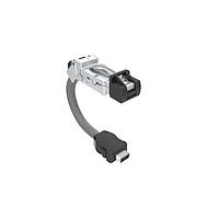 Amphenol Canada DRPC625002A20 Modular Connectors / Ethernet Connectors Cable, Cat6A, Industrial RJ45, 45 deg  right exit to standard ix plug B key, 24AWG, 0.5m, 8u gold