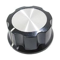 Shin Chin RN-99C-BS/6.4 Cylindrical Knob with Skirt Black Knob 1.29D X .63H