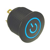 E-Switch PVA6RPW4241 Anti-Vandal Anti-vandal, SPST, Off-(On), Panel Mount, Front, Silver, LED, Blue, IP67