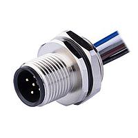 Same Sky (formerly CUI Devices) CDM1224-04A-MW-R16-050-67 Straight M12 Male Panel mount, Solder Type, Rear Fastened M16*1.5?ACode 4PIN , Screw Copper alloy, 050M