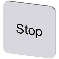 SIEMENS 3SU19000AF810DS0 Labeling Plate, Stop INSCR. LABEL, SILVER 22 X 22MM, STOP