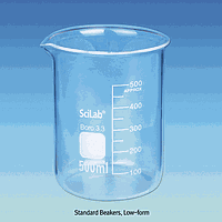 SciLab SL.Bea1018 Standard Beakers, Low-form, with Spout & Graduation (Φ87×h118mm 500/50ml)