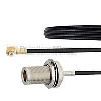 Fairview FMCA1441 Snap-On RA MMBX Plug to N Female Bulkhead Cable RG174 Coax