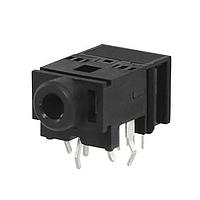 Same Sky (formerly CUI Devices) SJ-3580ANG Phone Connectors 3.5 mm, Stereo, Right Angle, Through Hole, 3 Conductors, DPDT Switch, Kinked Pins, Audio Jack Connector
