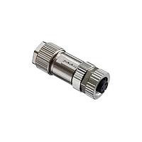 Amphenol LTW MSDS-04BFFB-SL7001 Sensor Cables / Actuator Cables M12 Circular Metric Connector, D Code, Metal, 4A, 04 pins, Female Connector, Female Contact, Straight, Screw Thread, Screw-in, Field Installable, F4.0 - F8.0mm, IP67 Mated