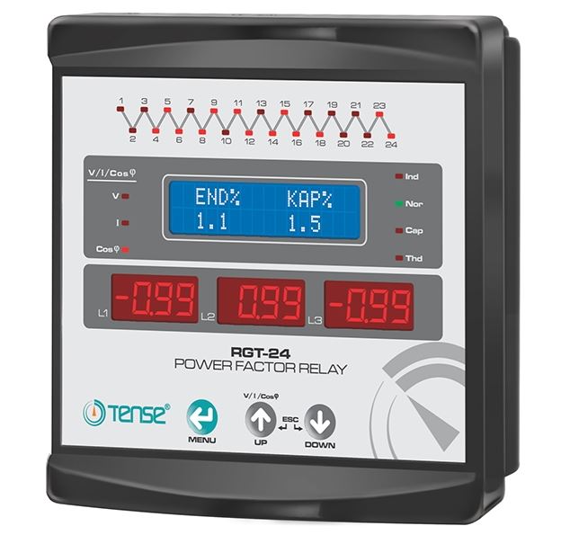 Power factor regulator used in capacitor bank control panels