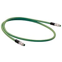 HARTING 2134C7C7477015 Sensor Cables / Actuator Cables M8 D-code Double Ended Overmolded Cable Assembly, 4pin, shielded, straight male to straight male, PUR Green, 1.5m