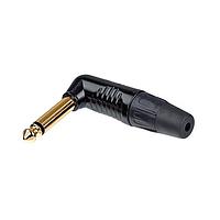 REAN RP2RC-B-D Phone Connectors MONO 1/4 RA PLUG BLACK/GOLD - BULK