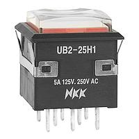NKK Switches UB225KKW015C-1JC Pushbutton Switches 5A DPDT ON (ON) RED