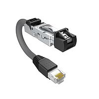 Amphenol Canada DRPC32A009A20 Modular Connectors / Ethernet Connectors Cable, Cat6A, Industrial RJ45, straight exit to standard RJ plug, 24AWG, 1.0m, 8u gold