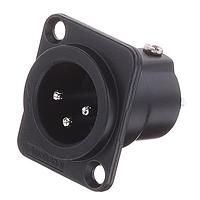 Amphenol Audio AC3MDZB BULK Connectors 3 Pole XLR Male Chassis Mount D Type Stamped Contacts  Black Finish