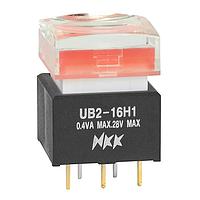 NKK Switches UB216SKG035C-1JC Pushbutton Switches ON-ON PC RED LED SCULPTRD CLR/RED CAP