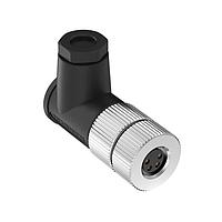 Banner Engineering BFW-M8F4A-4X M8 Field Wireable Connectors Field Wireable: M8; 4-pin Right Angle Female; 24 AWG 3.5-5 mm Cable Range; Screw Terminal; PA+GF Black Body; Nickel-Plated Brass Coupling Nut